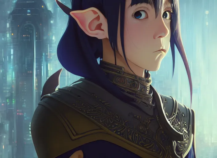 Image similar to a film still portrait of a elven minion, finely detailed features, minions, cinematic lighting, perfect art, night cyberpunk city, intricate, anime, minion, gapmoe grimdark, artstation, trending on pixiv fanbox, painted by greg rutkowski makoto shinkai takashi takeuchi studio ghibli, akihiko yoshida, 4 k