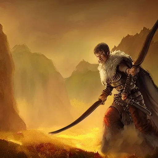 Image similar to dnd druid that looks like matt damon in last duel. concept art, fantasy, volumetric lighting, digital art