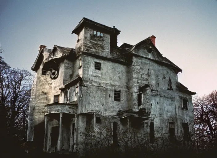 Image similar to photo of the most haunted house in the world, fujifilm velvia 5 0, color photography, sigma 2 8 mm
