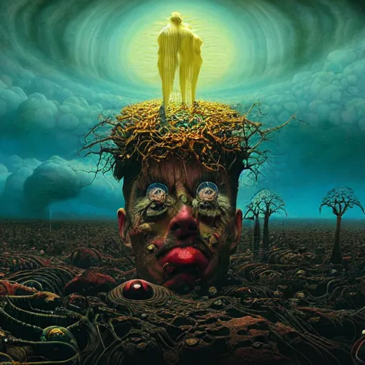 Image similar to planetary annihilation freak show, weird, random, strange, hyperdetailed, photorealistic, interesting, david lachapelle, karol bak, cronenberg, weta digital, beksinski, ivan bilibin, zawadzki, id magazine, octane, cinematic, hyperrealism, 8 k, depth of field, bokeh