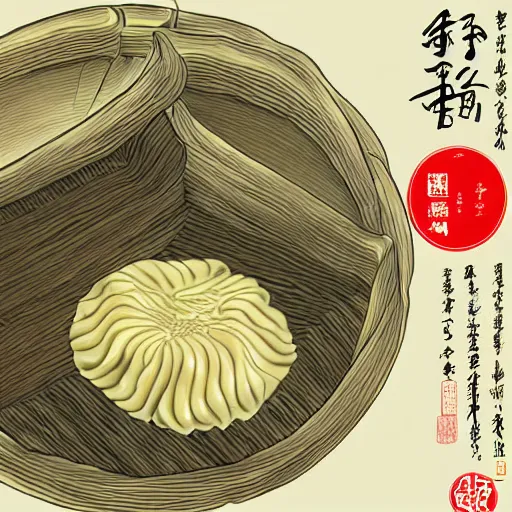 Image similar to shanghai xiao long bao, digital art, style of traditional chinese painting