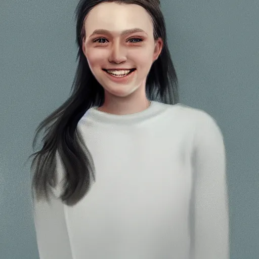 Prompt: woman from scandinavia, daz, 2 0 - years old, smiling and looking, portrait painting, octane render, white background, art