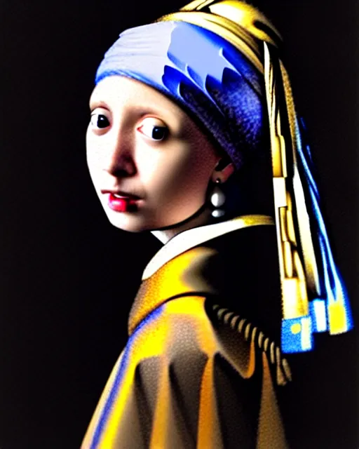 Prompt: girl with a pearl earring as a portrait of a girl in modern clothing