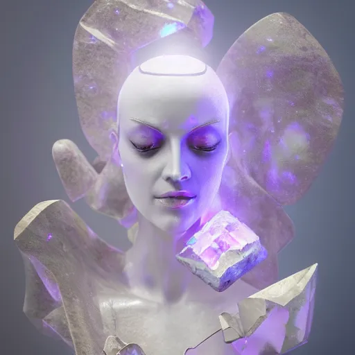 abstract female sculpture made of white marble and Stable Diffusion