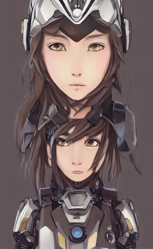Prompt: a girl, fused mecha parts, soldier clothing, combat helmet, anime style, long hair, hair down, symmetrical facial features, from arknights, hyper realistic, 4 k, rule of thirds, extreme detail, detailed drawing, trending artstation, hd, d & d, realistic lighting, by alphonse mucha, greg rutkowski, sharp focus, backlit