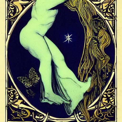 Image similar to ted cruz portrait by louis - theophile hingre, zodiac, tarot cards, planets, ethereal, art nouveau