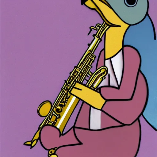 Image similar to birdo playing the saxophone