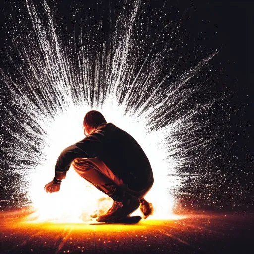 Image similar to man hitting the ground creating a explosion