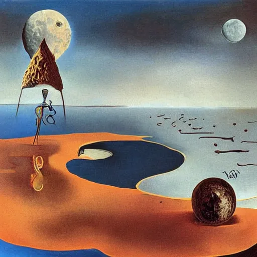 Prompt: where did the moon go? art by salvador dali