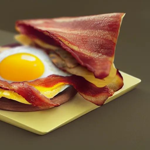 Prompt: a bacon, egg, and cheese amusement park, photorealistic