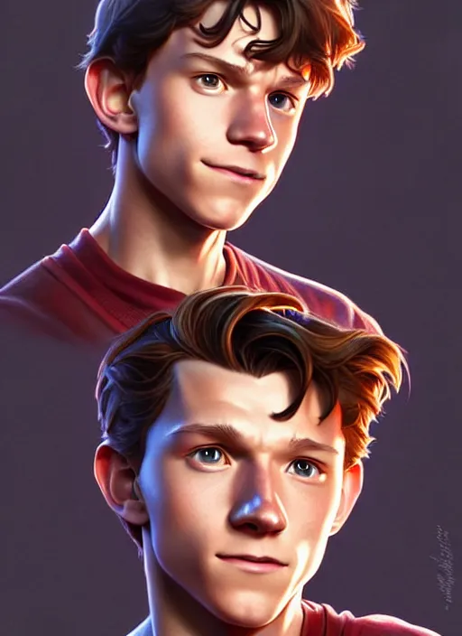 Prompt: cute tom holland, natural lighting, path traced, highly detailed, high quality, digital painting, by don bluth and ross tran and studio ghibli and alphonse mucha, artgerm