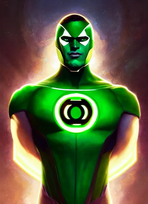 Image similar to symmetry!! green lantern, sci - fi, global illumination!! intricate, elegant, highly detailed, digital painting, artstation, concept art, smooth, sharp focus, illustration, art by artgerm and greg rutkowski and alphonse mucha