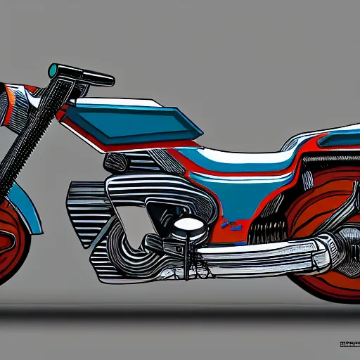 Image similar to concept art of a 1980s motorcycle, high detail, high definition, 8k