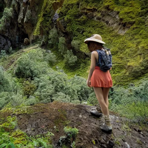 Prompt: Nausicaä exploring a valley