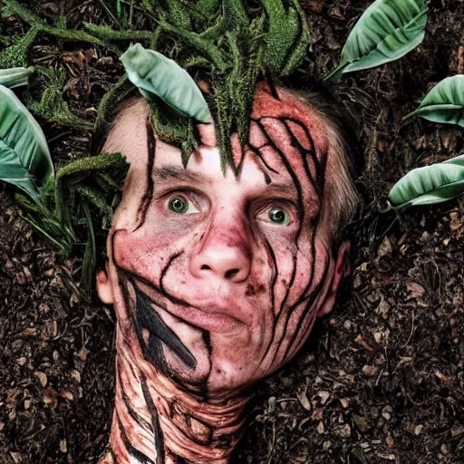 Image similar to a photo of a human with skin made of plants