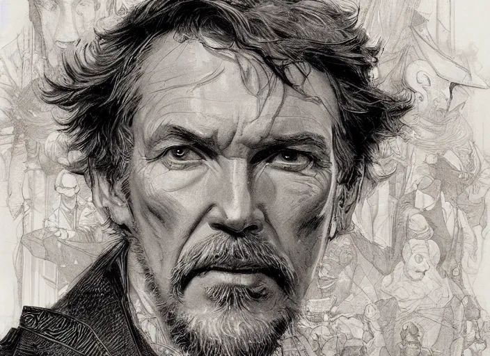 Image similar to a highly detailed aged portrait of stephen strange, james gurney, james jean