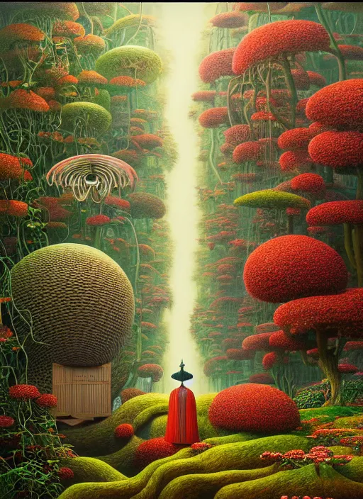 Image similar to hyper detailed 3d render like a Oil painting - the secret garden by Jacek Yerka, Mariusz Lewandowski, Houdini algorithmic generative render, Abstract brush strokes, Masterpiece, Edward Hopper and James Gilleard, Zdzislaw Beksinski, Mark Ryden, Wolfgang Lettl, hints of Yayoi Kasuma, octane render, 8k