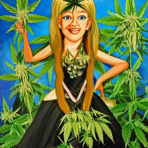 Image similar to painting of the princess of cannabis,