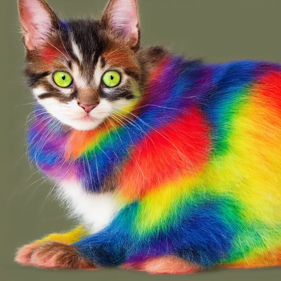 Prompt: a Rainbow kitten, ultra realistic, 8K