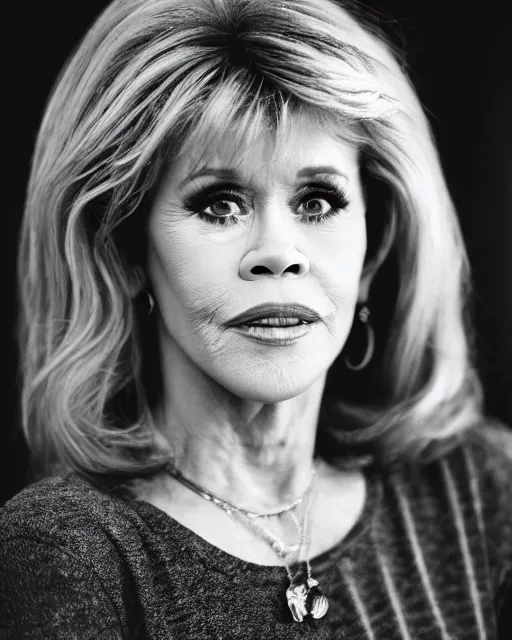 Prompt: A realistic photo of Jane Fonda as Buffy Summers, bokeh, 90mm, f/1.4