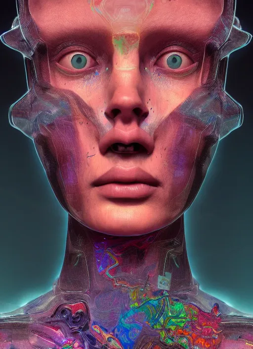 Prompt: highly detailed surreal vfx avante garde portrait of a futuristic 3 d non - euclidean hyperdimensional communications network, hyperrealistic, octane render, chiaroscuro, inspired by james jean, android jones, carne griffiths, gerard brom, denis villeneuve, johannen voss, alphonse mucha, frostbite 3 engine