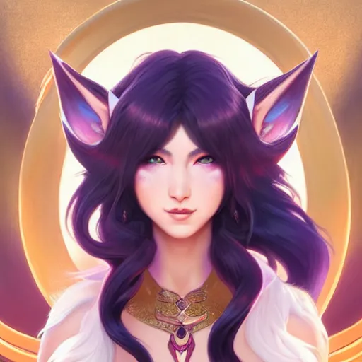 Prompt: perfectly - centered - portrait of ahri from league of legends, intricate, highly detailed, digital painting, artstation, concept art, smooth, sharp focus, illustration, unreal engine 5, 8 k, art by artgerm and greg rutkowski and alphonse mucha