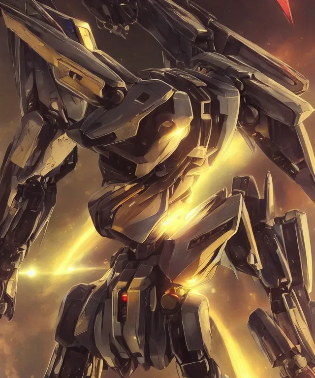 Image similar to gundam mecha portrait, subject centered in the frame, rule of thirds, golden ratio , scifi, intricate glowing mecha armor, elegant, glowing cylon eyes, highly detailed cybernetic body, ornate mecha armor, digital painting, artstation, concept art, smooth, sharp focus, illustration, art by Artgerm and moebius and Peter Mohrbacher