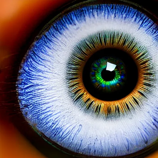 Prompt: a macro image of the cornea of an eyeball, glossy, blue eye, eyelashes, flickr top 1 0 0 photo