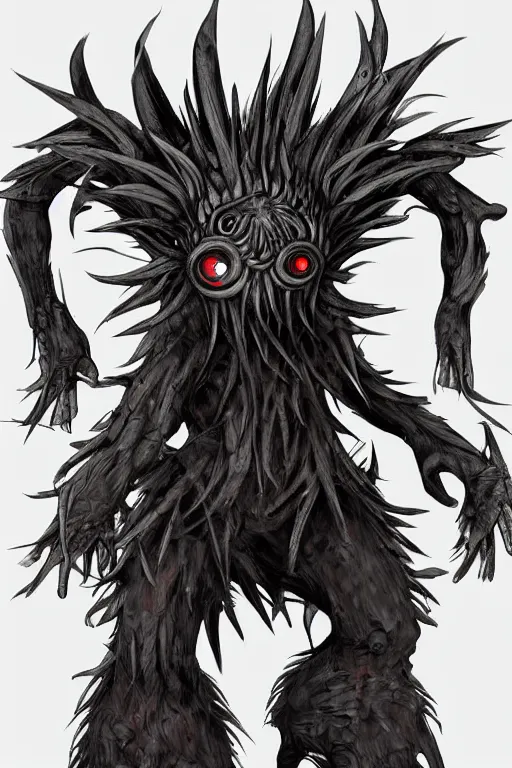 Image similar to a humanoid figure cirsium monster with large eyes, highly detailed, digital art, sharp focus, trending on art station, plant, anime art style