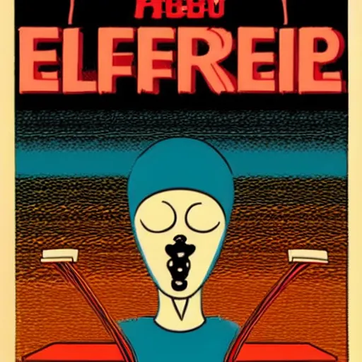 Image similar to vhs cover, 1 9 8 3, horror, coffee shop, espresso machine, barista with no eyes, designed by charles burns