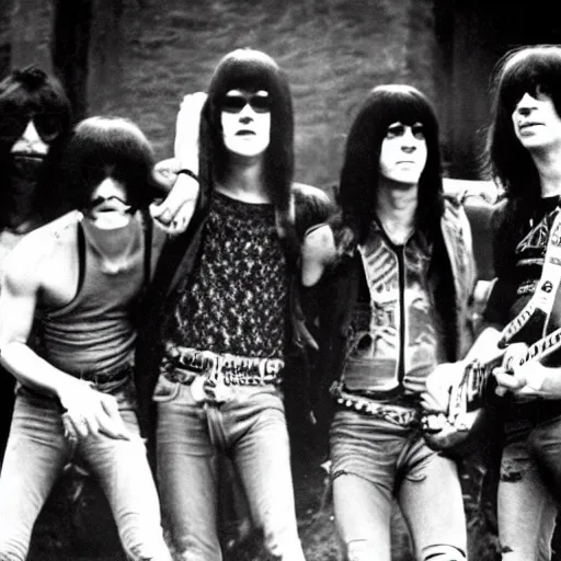 Prompt: the ramones playing in ancient rome