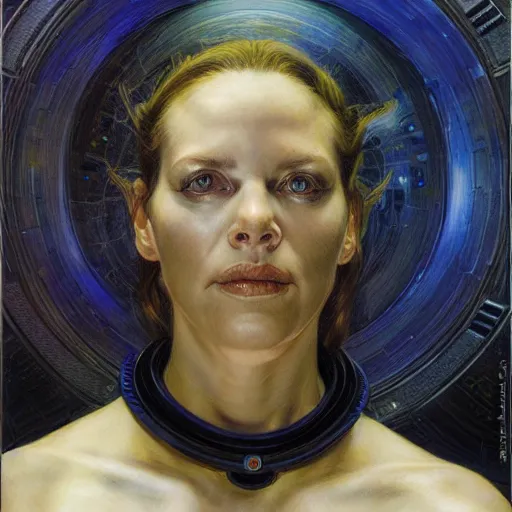 Prompt: portrait of a sci - fi woman, by donato giancola and berthold woltze.