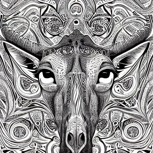 Image similar to a symmetrical portrait illustration of a giraffe hand drawn sketch on artstation 4 k intricate extremely detailed digital art by alex grey