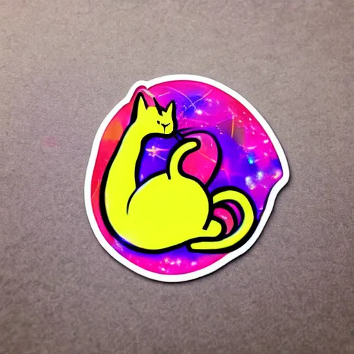 Prompt: psychedelic cat sticker