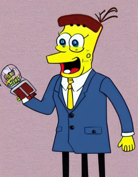 Prompt: Spongebob as The American Psycho, photorealistic