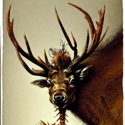 Image similar to ((((( a centipede that looks like an elk . muted colors.))))) by Jean-Baptiste Monge !!!!!!!!!!!!!!!!!!!!!!!!!!!