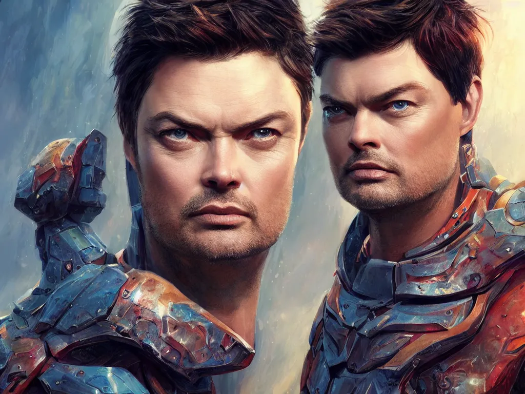 Image similar to Karl Urban from The Boys, portrait, fantasy, vivid colors, fantasy, elegant, concept art, sharp focus, beautiful face, digital art, Hyper-realistic, 4K, Unreal Engine, Highly Detailed, HD, Dramatic Lighting by Brom, trending on Artstation