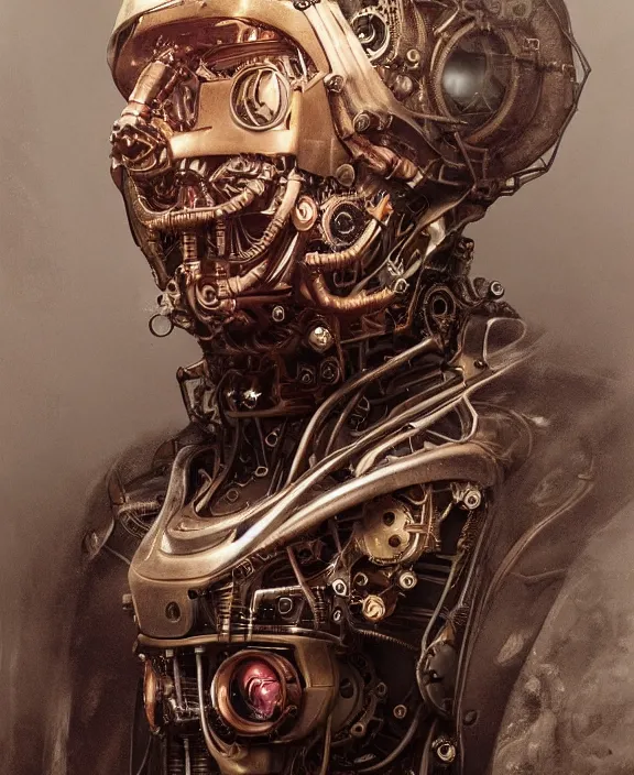 Prompt: a portrait of a steampunk mechanical elon musk, by hr giger and beksinski and stephan martiniere, 4 k resolution, detailed, 3 d render, unreal engine, octane render, trending on artstation