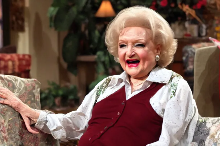 Prompt: betty white as a 6 0 0 pound dwarf