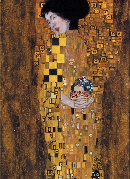 Image similar to strength tarot card in the style of gustav klimt