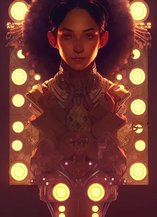 Image similar to symmetry!! portrait of apex legends, intricate, elegant, glowing lights!! highly detailed, digital painting, artstation, concept art, smooth, sharp focus, illustration, art by artgerm and greg rutkowski and alphonse mucha