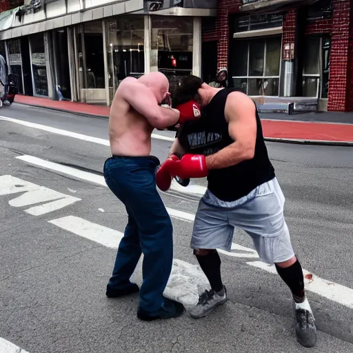 Image similar to mr beast punching a homeless man