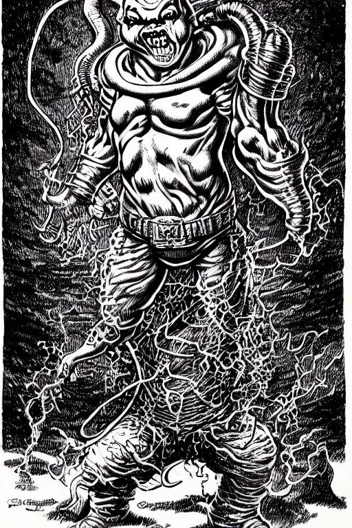 Prompt: slimer ghost as a d & d monster, full body, pen - and - ink illustration, etching, by russ nicholson, david a trampier, larry elmore, 1 9 8 1, hq scan, intricate details, inside stylized border