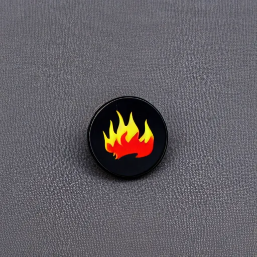 Image similar to minimalistic clean enamel pin of fire warning label, retro design