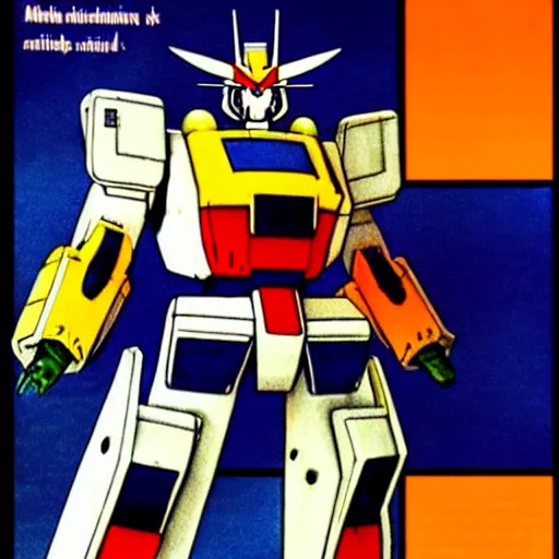 Prompt: a 1 9 8 0 s advertisement displaying a monk piloting a gundam mech suit, highly detailed, sharp focus, hq, post grunge, subtle colors.