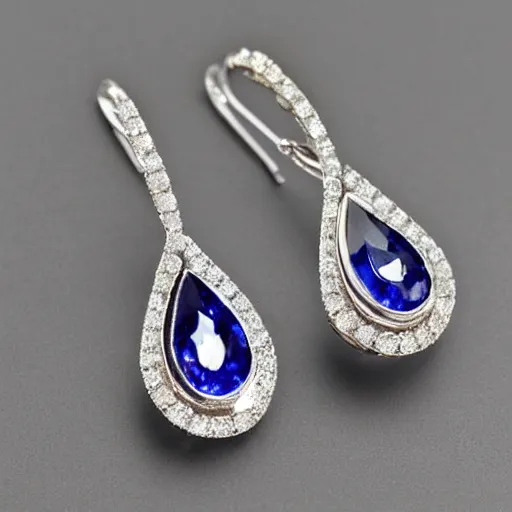 Image similar to teardrop sapphire earrings with diamond accent. 1 9 2 0's, flapper, great gatsby