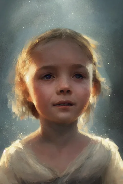 Image similar to medieval little girl, joyful, hope, close - up portrait, intricate, elegant, volumetric lighting, scenery, digital painting, highly detailed, artstation, sharp focus, illustration, concept art, ruan jia, steve mccurry