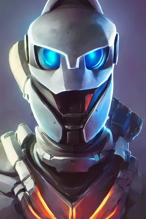 Image similar to epic mask helmet robot ninja portrait stylized as fornite style game design fanart by concept artist gervasio canda, behance hd by jesper ejsing, by rhads, makoto shinkai and lois van baarle, ilya kuvshinov, rossdraws global illumination radiating a glowing aura global illumination ray tracing hdr render in unreal engine 5