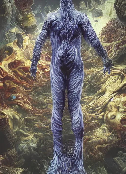 Image similar to astronauts in the dark infinite underwater void - complex and hyperdetailed technical suit, fabric material. reflection and dispersion materials. rays and dispersion of light. volumetric light. wide angle, f / 3 2. noise film photo. flash photography. ultra realistic, wide angle. poster by wayne barlowe, hajime sorayama aaron horkey, craig mullins