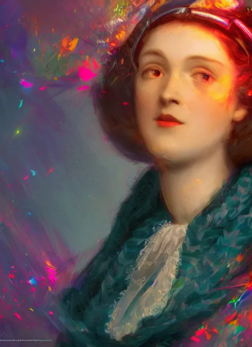 Prompt: Ada Lovelace, full of colour, cinematic lighting, trending on artstation, 4k, hyperrealistic, focused, extreme details, cinematic, masterpiece